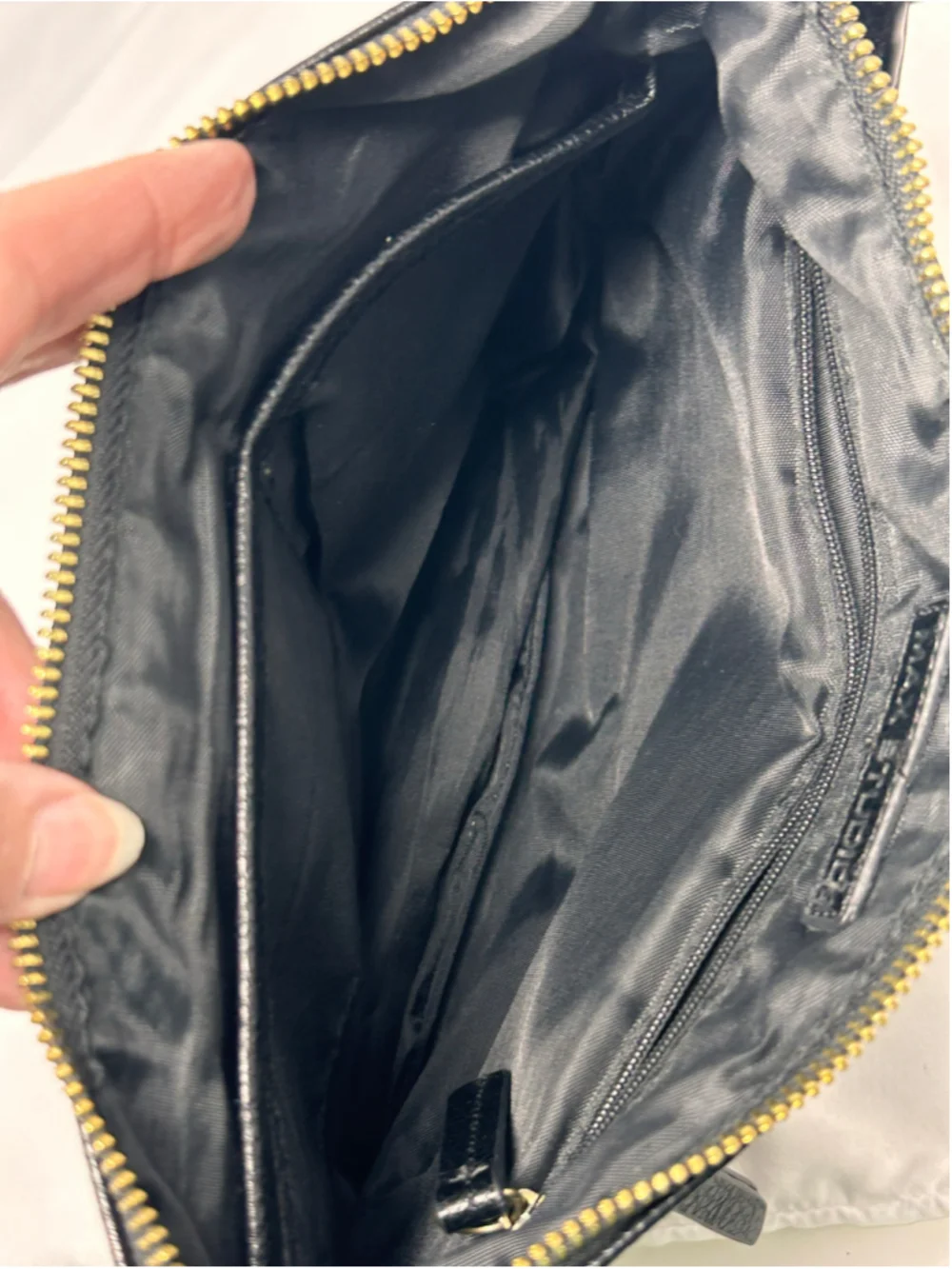 Max Studio Black Faux Leather Hobo Shoulder Bag Gold Hardware